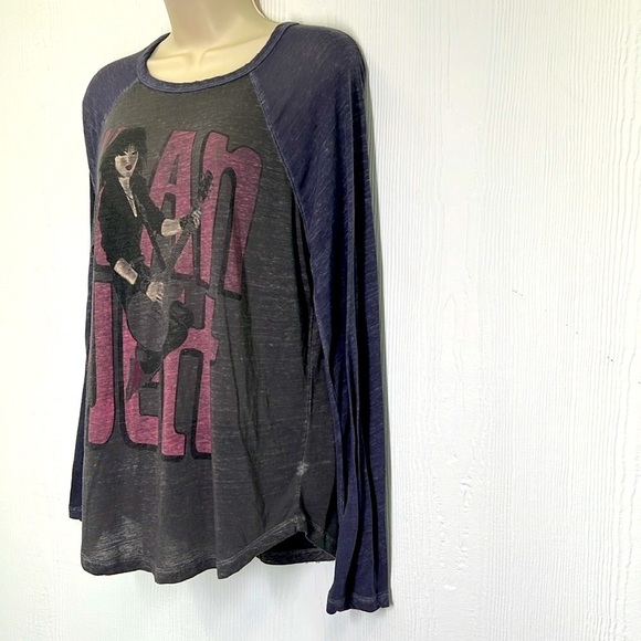 Lucky Brand - Joan Jett Graphic Burn Out Gray Long Sleeve Band  Top Size Small - Picture 7 of 11